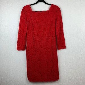 Adrianna Papell Red Lace Zipper Back Dress Sz 10